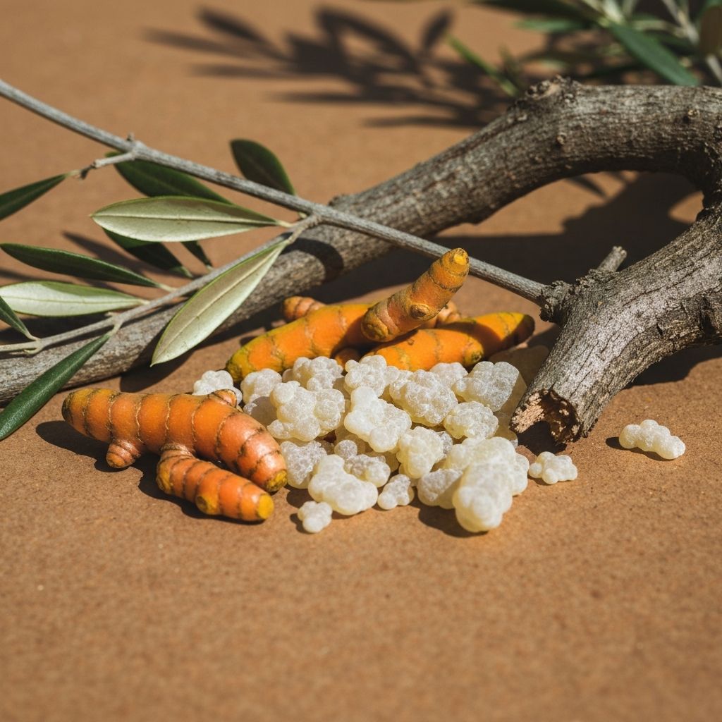 Turmeric and Boswellia with olive branches
